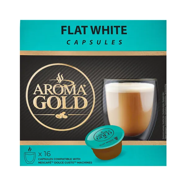 Kafijas kapsulas AROMA GOLD Flat white, 16gab, 187.2g