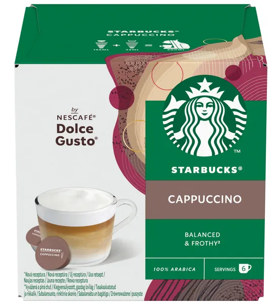Kafijas kapsulas STARBUCKS Dolce Gusto Cappucino, 12gab, 120g