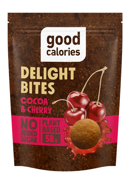 Kakao Bites ar datelēm un ķiršiem GOOD CALORIES, 58g