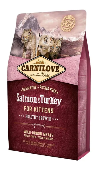 Kaķu barība kaķēniem CARNILOVE lasis&tītars, 2kg