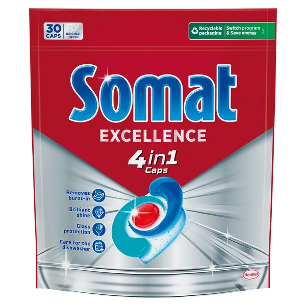 Kapsulas trauku mazgājamām mašīnām SOMAT Excellence 4in1, 30gab