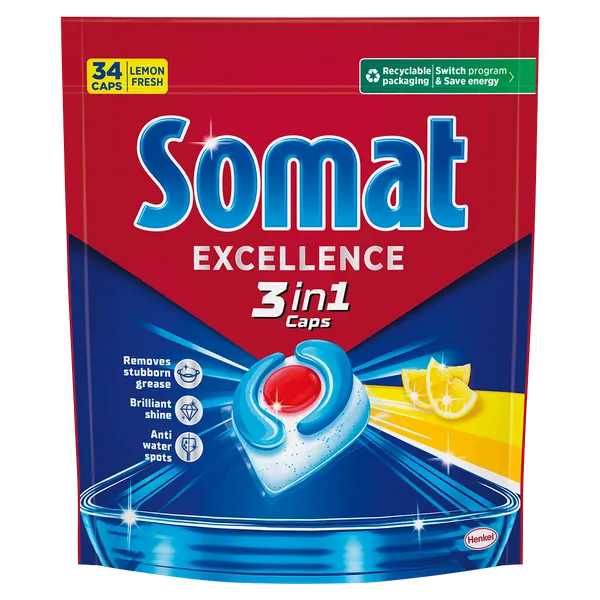 Kapsulas trauku mazgāšanas automātiem SOMAT 3in1 Lemon, 34gab