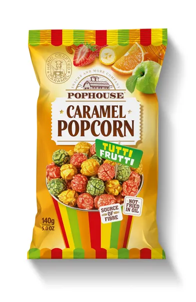 Karameļu popkorns POPHOUSE Tutti Frutti, ar augļu garšu, 140g