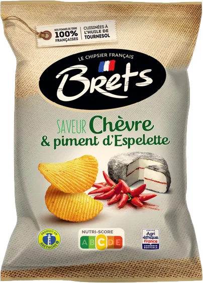 Kartupeļu čipsi BRETS, kazas siera un Espelette piparu garša, 125g