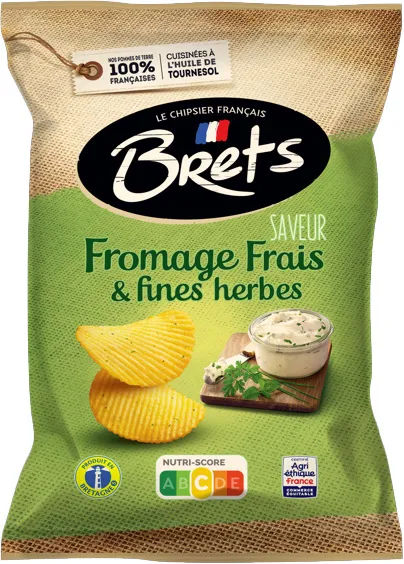 Kartupeļu čipsi BRETS, siera un garšaugu garša, 125g