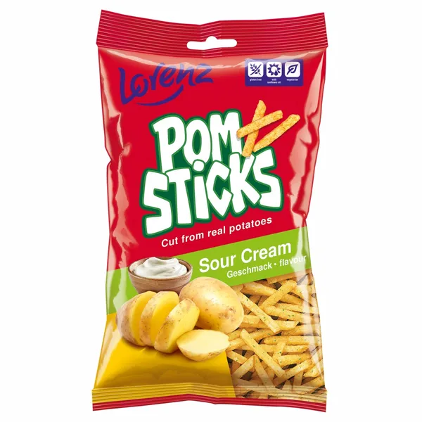 Kartupeļu salmiņi LORENZ Pomsticks, skābā krējuma, 100g