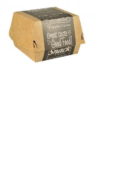 Kastīte hamburgeriem SNACK, kraft, 115 x 110 x 70 mm, 0.176kg, 50gab