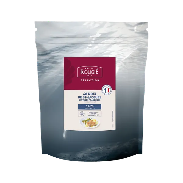 Ķemmīšgliemeņu gaļa (Pecten maximus) bez ikriem, bez glazūras, ROUGIE, saldēta, ~1kg