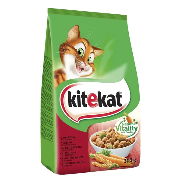 Kitekat ar liellopu gaļu un dārzeņiem 0.3 kg