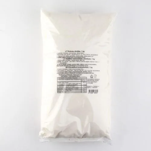 Kokosriekstu skaidiņas, vidējas, tauki 58%, baltas, 1kg