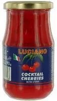 Kokteiļķirši sarkanie ar kātiņiem LUCIANO, 370ml/190g