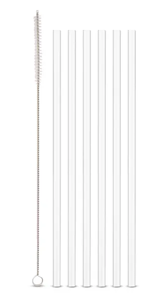 Kokteiļu salmiņi ar birsti, borsilikāta stikls, D 8 mm, L 24 cm, 6gab