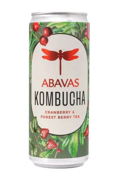 Kombuča ABAVAS, ar dzērvenēm un meža ogu tēju, bundžā, 0.33l (DEP)