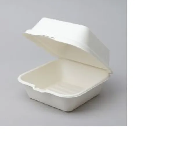 Kompostējamas cukurniedru burgeru kārbas 17,8x17,8x9cm BioBox, 1.6kg, 50gab