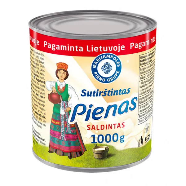 Kondensētais piens Lietuvaitė, ar cukuru, 8%, 1kg