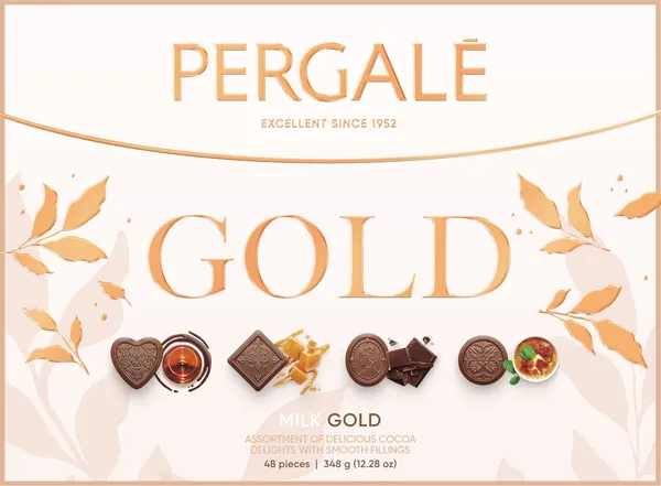 Konfekšu kārba piena Pergale Gold 348g