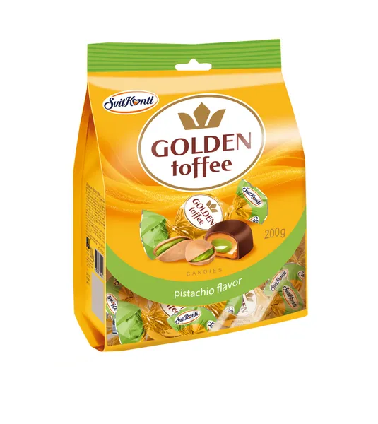 Konfektes GOLDEN TOFFEE, ar pistāciju garšu, 200g