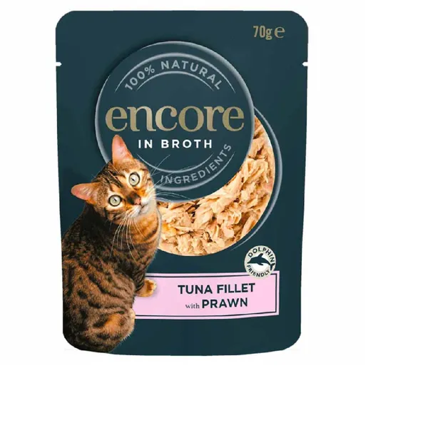 Konservēta barība kaķiem ENCORE tuncis ar garnelēm, maisiņš, 70g