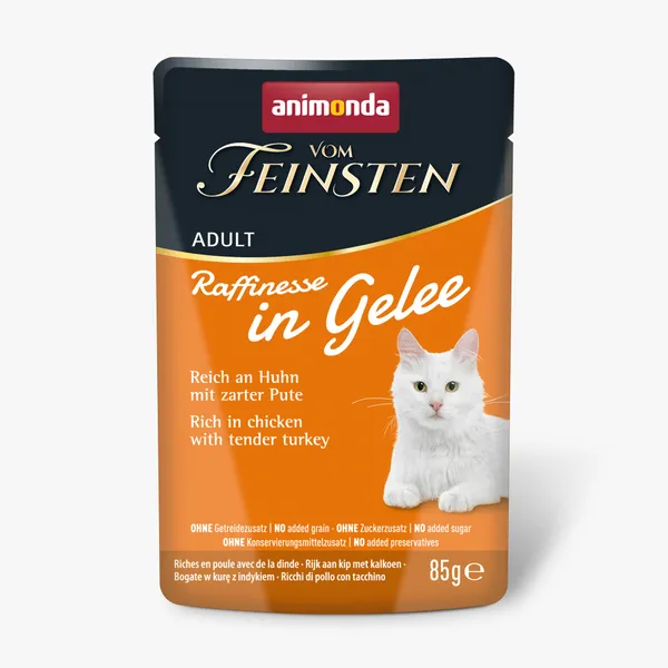Konservi kaķiem ANIMONDA Vom Feinsten Raffinesse, vista, tītars žēlejā, 85g