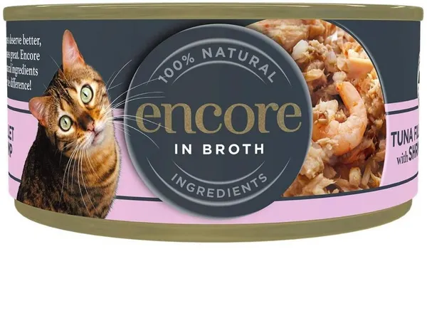 Konservi kaķiem ENCORE tunča fileja ar garnelēm, 70g