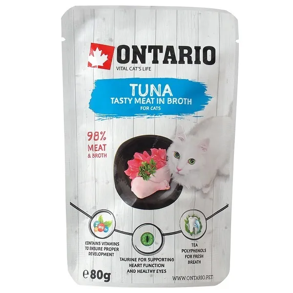 Konservi kaķiem ONTARIO, tuncis buljonā, 80g