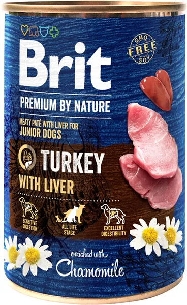 Konservi suņiem BRIT Premium by Nature, tītars ar aknām, 800g