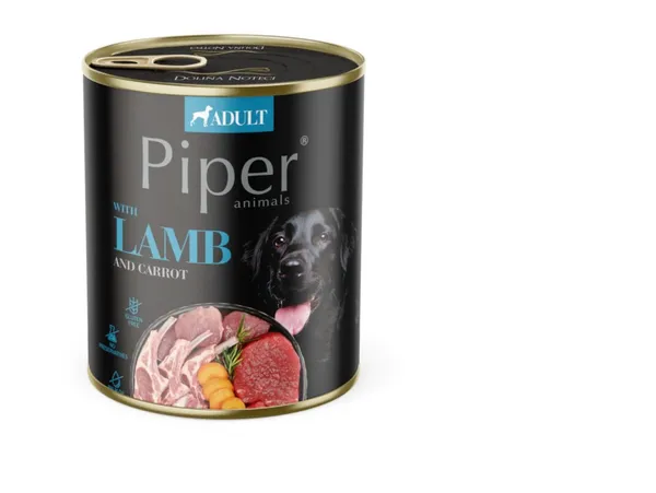 Barība suņiem Piper Jērs,burkāni,brūnie rīsi 800g