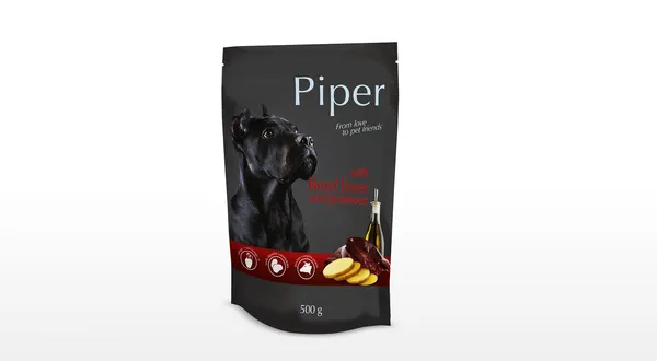 Konservi suņiem PIPER ar liellopu aknām& kartupeļiem, 500g