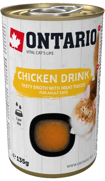 Konservi, zupa kaķiem ONTARIO, Drink Adult, ar vistu, 135g