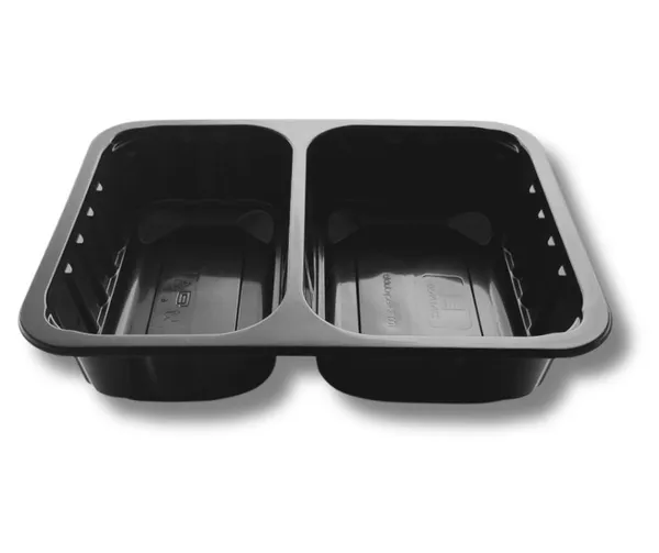 Konteiners SEAL PP melns, 2 nodalījums, 227x178x50, 1.87kg, 80gab