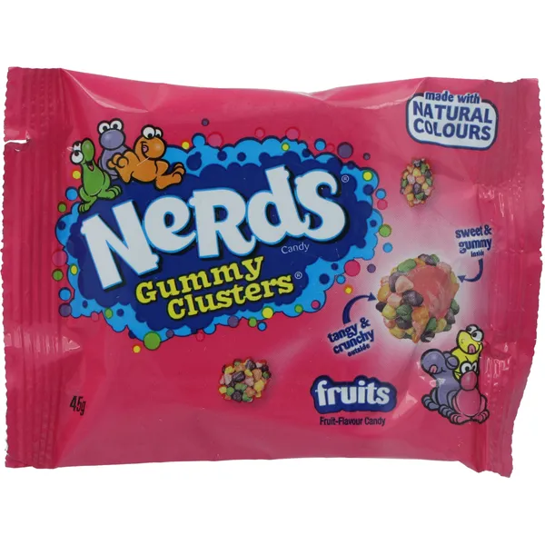 Košļājamās konfektes NERDS, ar augļu garšu, 45g