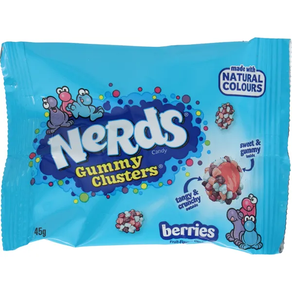 Košļājamās konfektes NERDS, ar ogu garšu, 45g