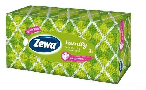 Salvetes kosmētikas Zewa Family kastītē 3slāņi 90gb