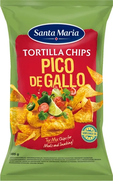 Kraukšķīgi kukurūzas čipši ar Pico de Gallo garšu 185g, Santa Maria