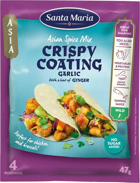 Kraukšķīgs ķiploku ingvera panējums 47g, Santa Maria