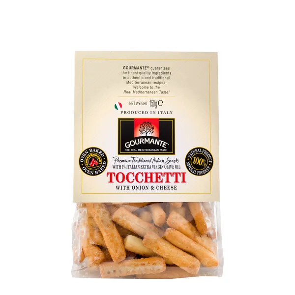 Krekeri Tocchetti GOURMANTE, ar sīpoliem un sieru, 150g
