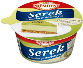 Krēmīgs biezpiens PRESIDENT, ar pistāciju garšu, 400g