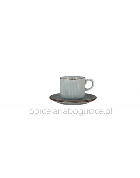 Krūze BERGEN Pelēks, ar šķīvi, porcelāns, 90 ml, D 6,2 cm, A 5,2 cm