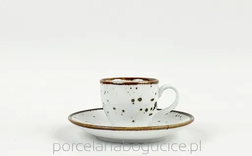 Krūze Cottage White, ar apakštasīti, porcelāns, 80 ml, H 6 cm