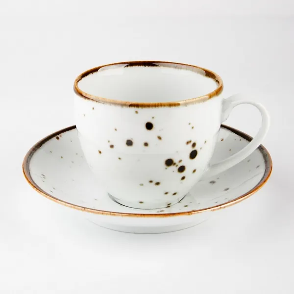 Krūze Cottage White, ar šķīvi, porcelāns, 300 ml, D 9 cm, H 8,5 cm, 1