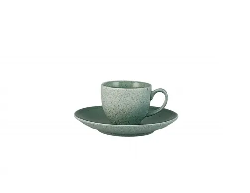 Puodelis GRANITE Mint, su lėkštute, porcelianas, 90 ml, H 6 cm, vnt