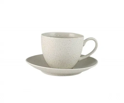 Krūze GRANITE White, ar apakštasīti, porcelāns, 300 ml, H 8,5 cm
