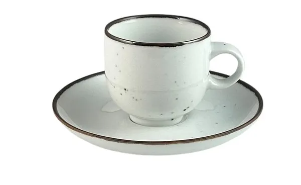 Krūze Rustic White, ar apakštasīti, porcelāns, 220 ml, H 7,5 cm