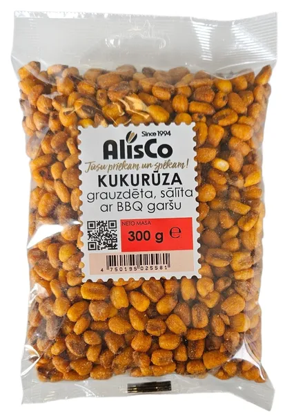 Kukurūza ALIS CO, grauzdēta, sālīta, ar BBQ garšu, 300g