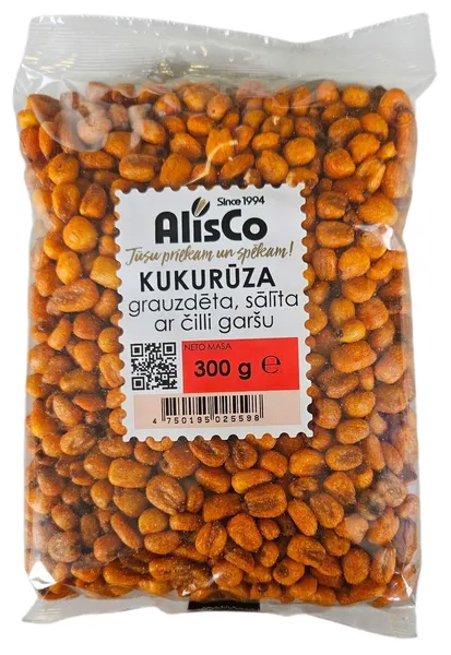 Kukurūza ALIS CO, grauzdēta, sālīta, ar čili garšu, 300g