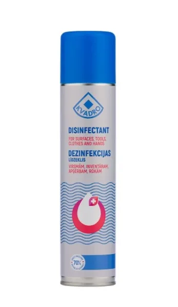 KVADRO Dezinfekcijas līdzeklis virsmām, inventāram, apģērbam, rokām, 300ml (aerosols)