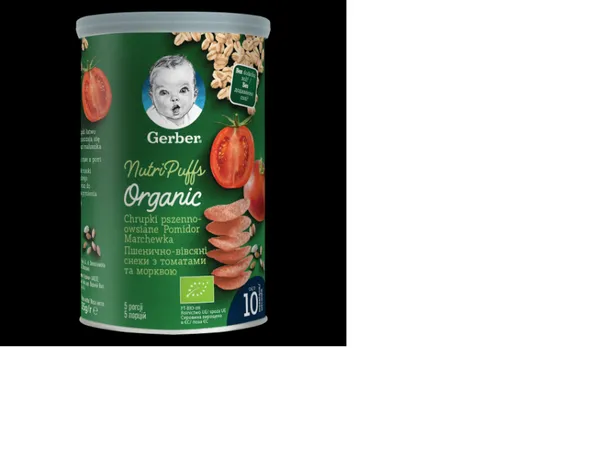 Kviešu auzu krekeri GERBER Organic, tomātu burkānu, 10 mēn., 35g
