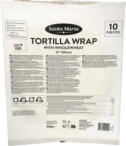 Kviešu pilngraudu tortiljas 12”(30cm) 900g, Santa Maria