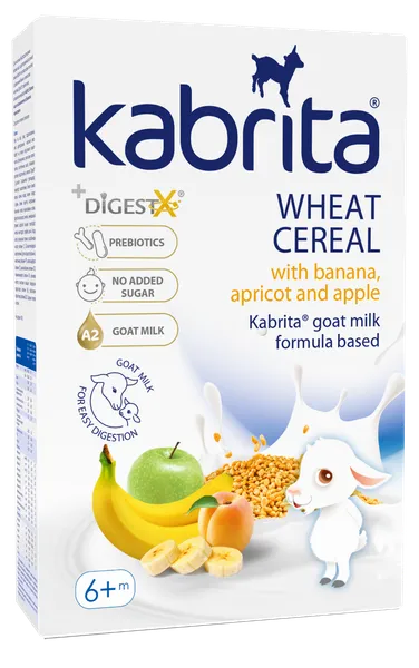 Kviešu putra KABRITA uz piena maisījuma pamata, ar banānu, ābolu un aprikozi, no 6 mēn., 180g