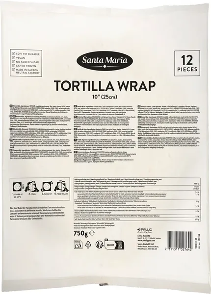 Kviešu tortiljas, 25 cm, 750 g, (12x6) Santa Maria
